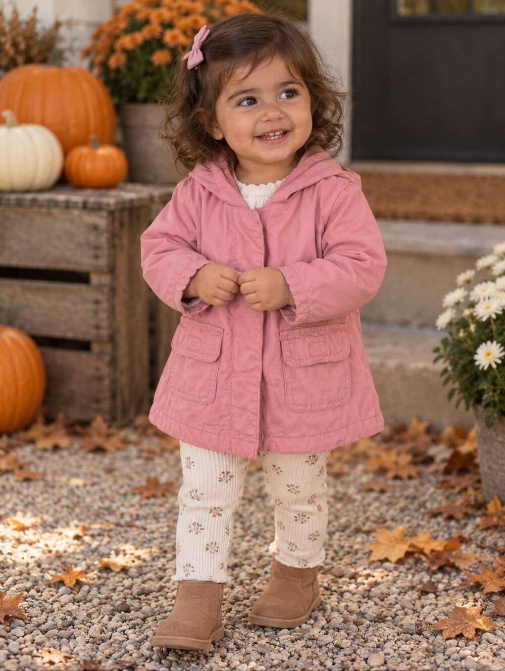 Old Navy Baby Girls 12-18M Pink Hooded Utility Jacket Cotton Spring Light Coat